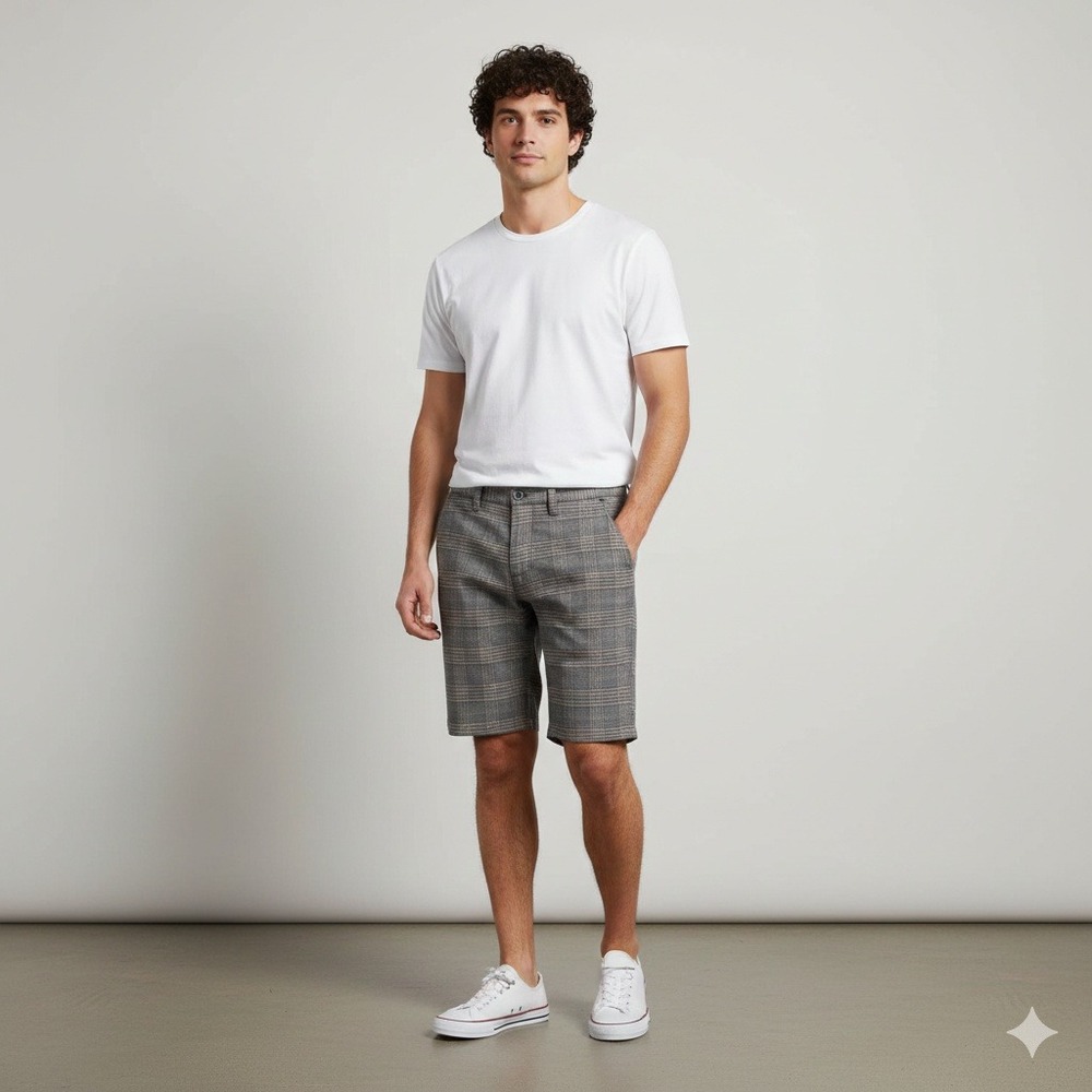 Brixton Mens Toil‎ II Chino Shorts Standard Fit Grey Plaid Size 38